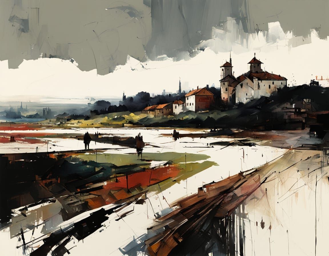 Abstract Landscape with Vibrant Colors and Textures