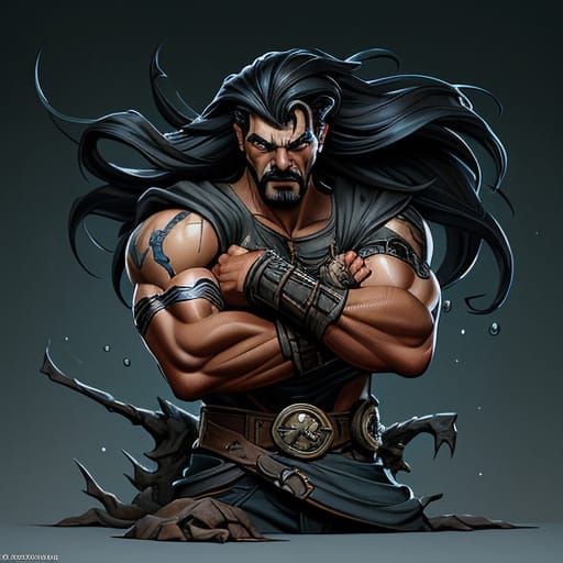 Muscular Hero with Chiseled Physique