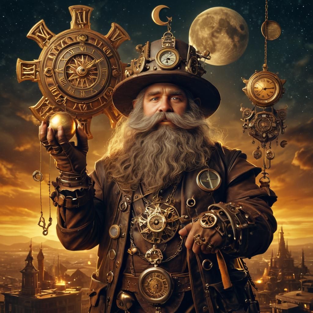 Steampunk Dwarf: Time Keeper of Sun and Moon