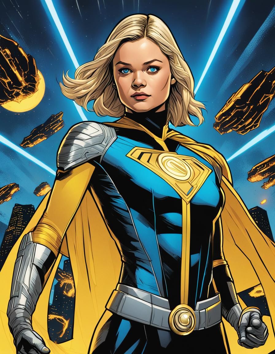 Saturn Girl Heroic Portrait in Comic Book Style