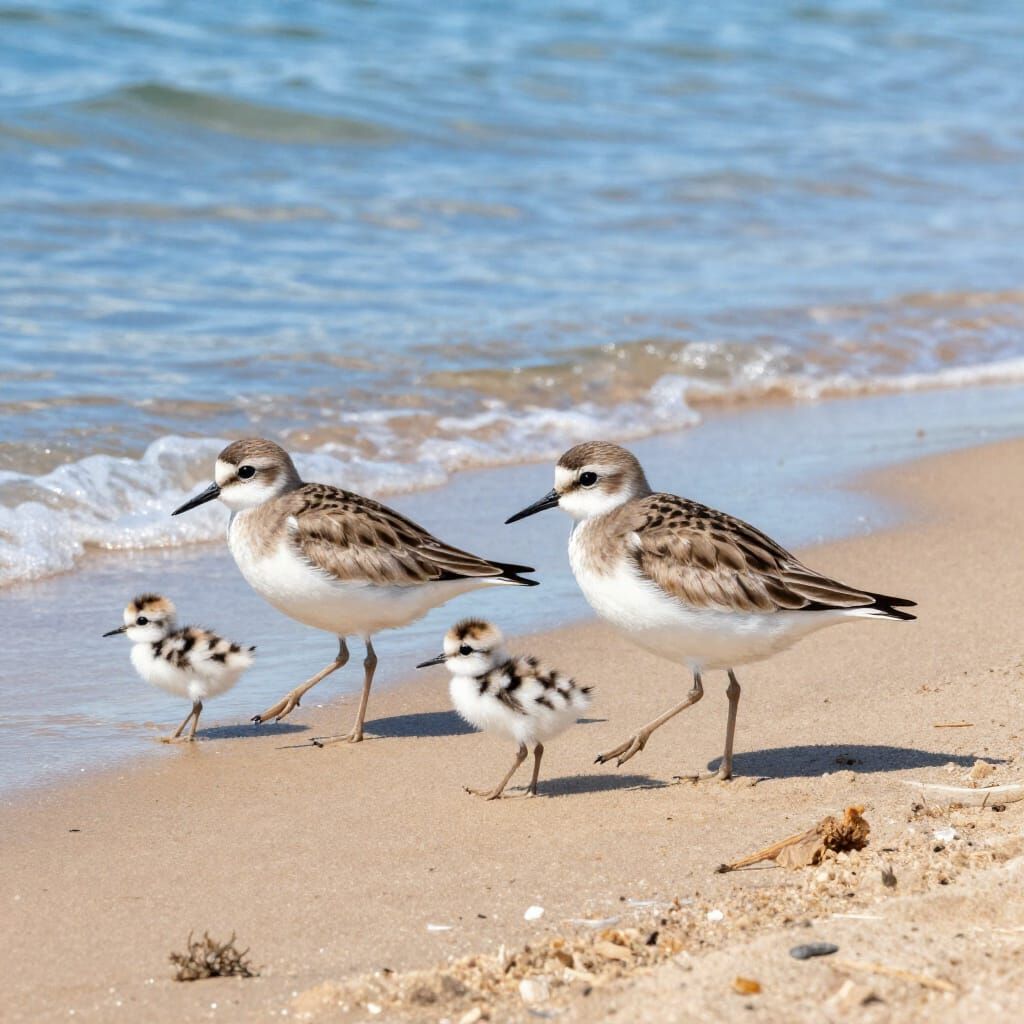 Piping Plover Family on Lake Michigan Shore
