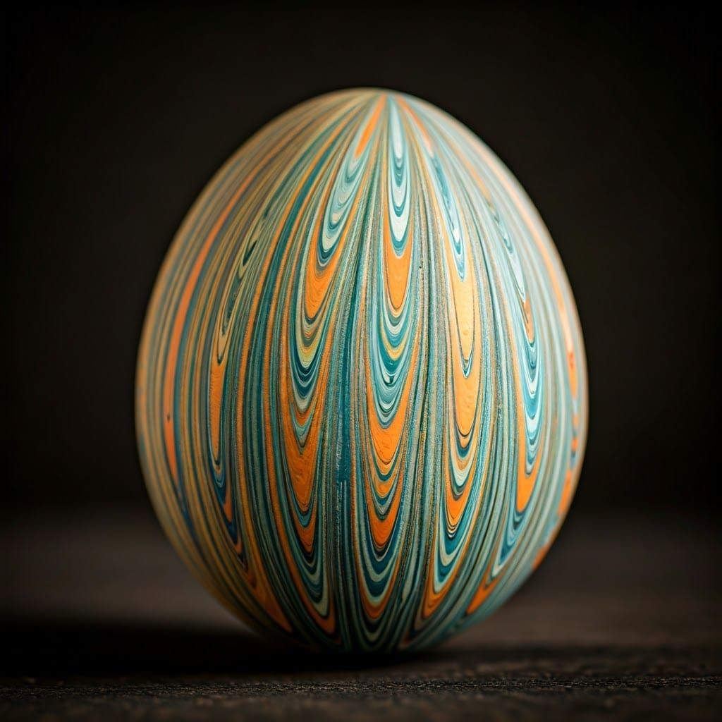 Egg in Swirling Marbled Effect Art
