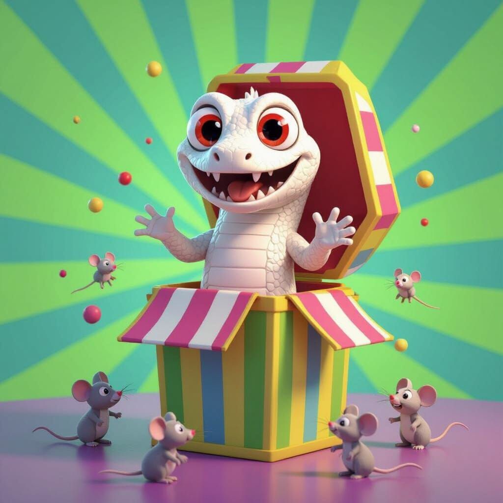 Boa Constrictor Jack-in-the-Box in Cartoon Style