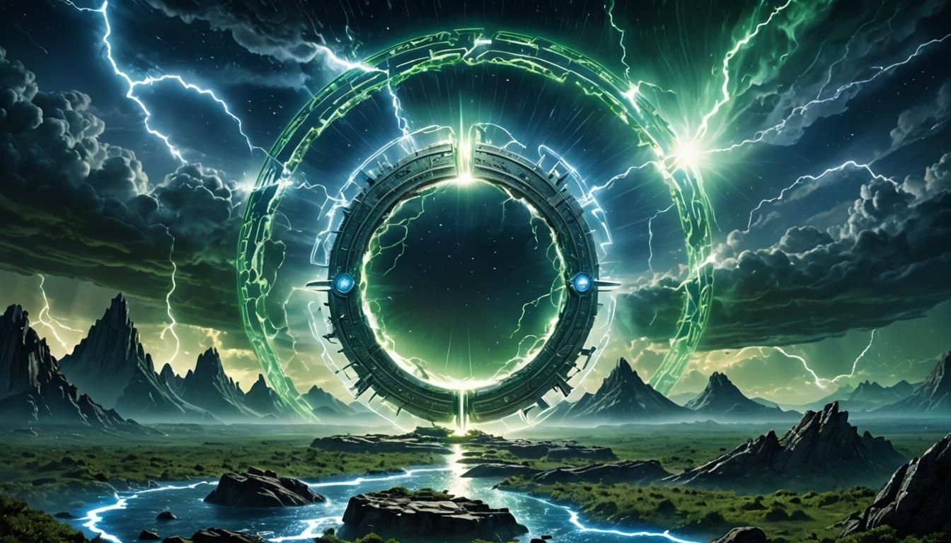 Activating Stargate on a Radiant Planet in Digital Art