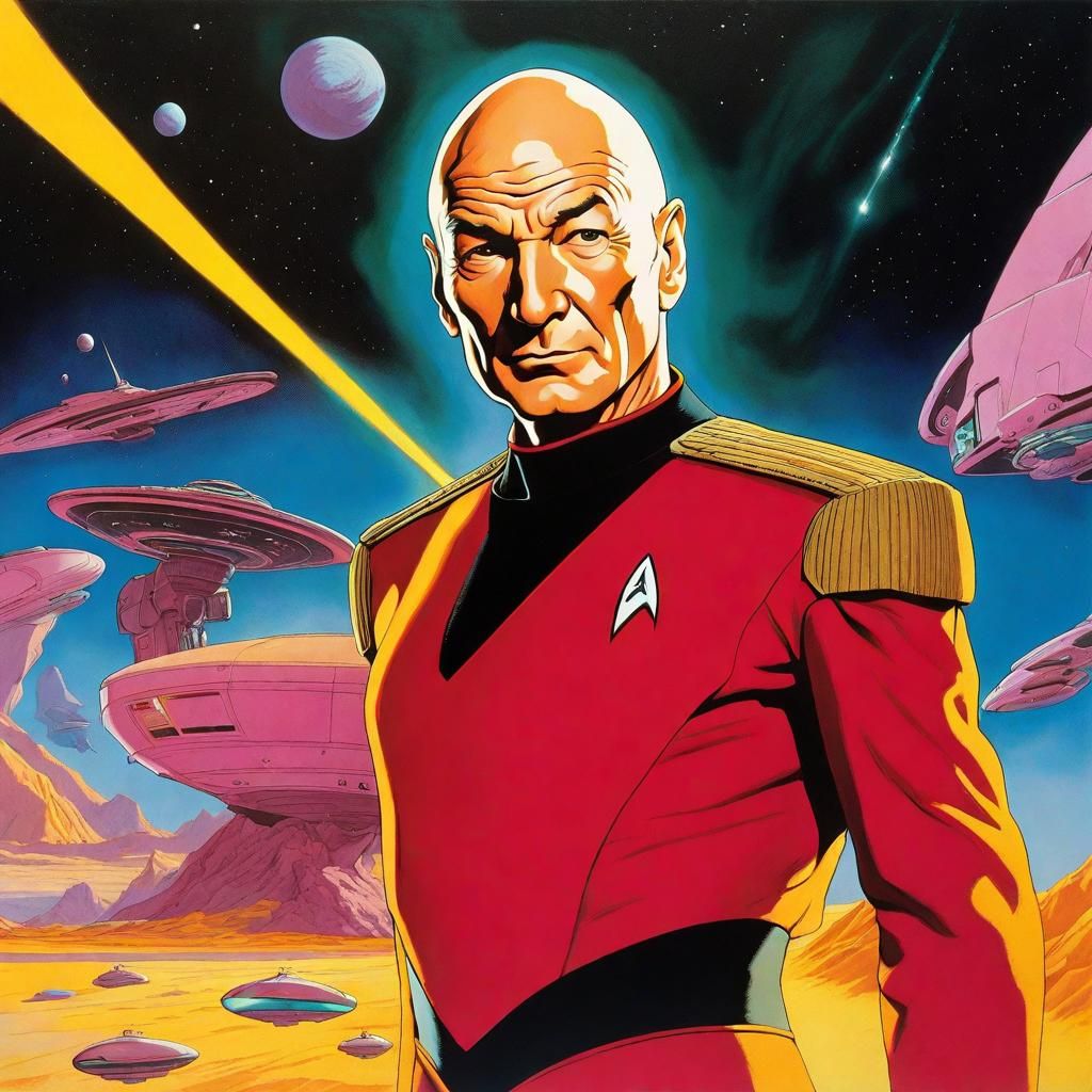 Captain Jean-Luc Picard (Patrick Stewart). Retro Trek.