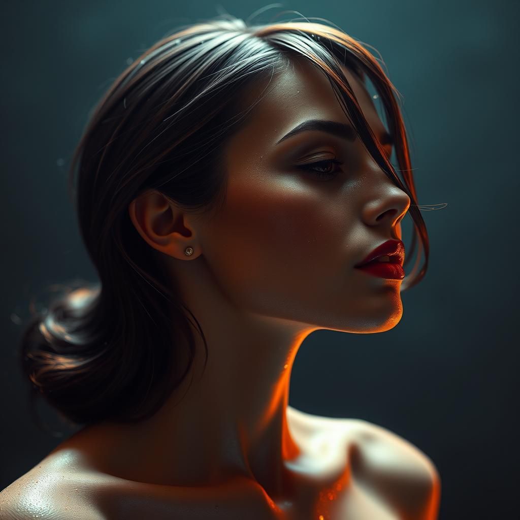 Elegant Woman's Profile with Dynamic Lighting