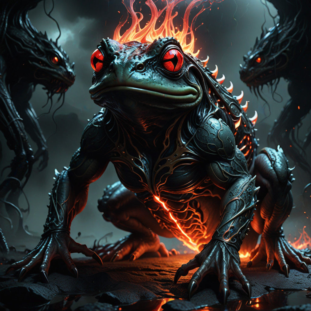 Monstrous Frog Emerges from Dark Fantasy Abyss in Incandesce...