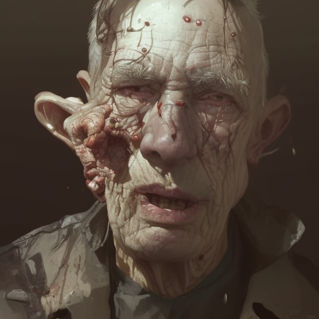 Plague-stricken Old Man: Hyperdetailed Portrait