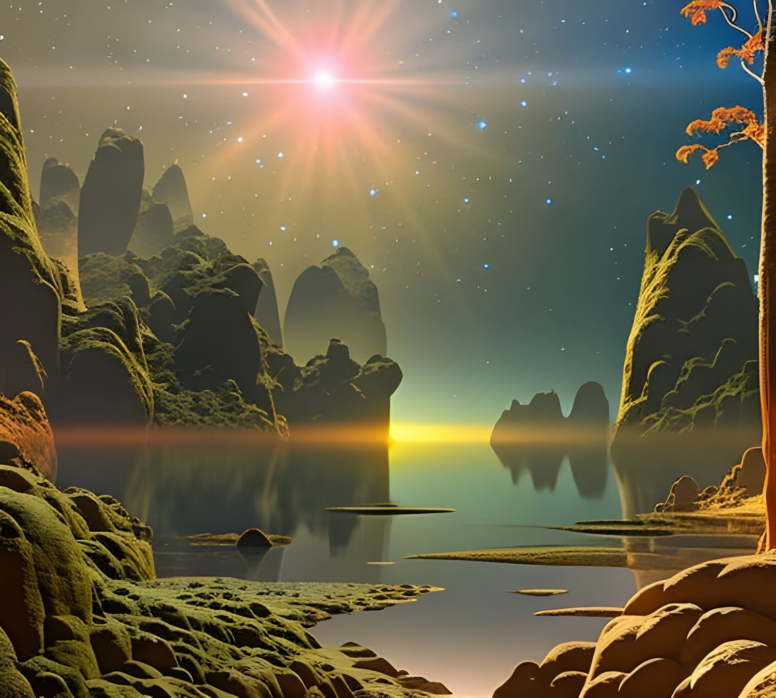 Alien Planet Spaceship Storybook Illustration