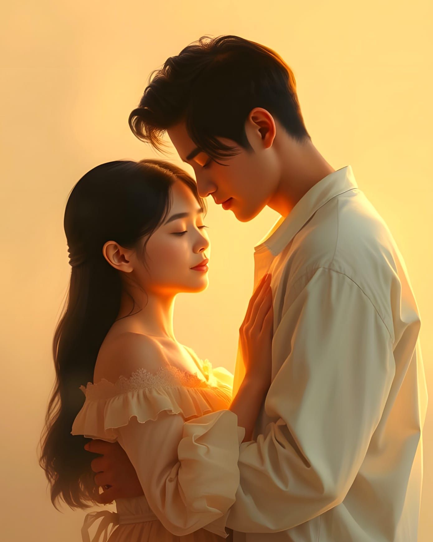 Tender Moment in Pastel Hues