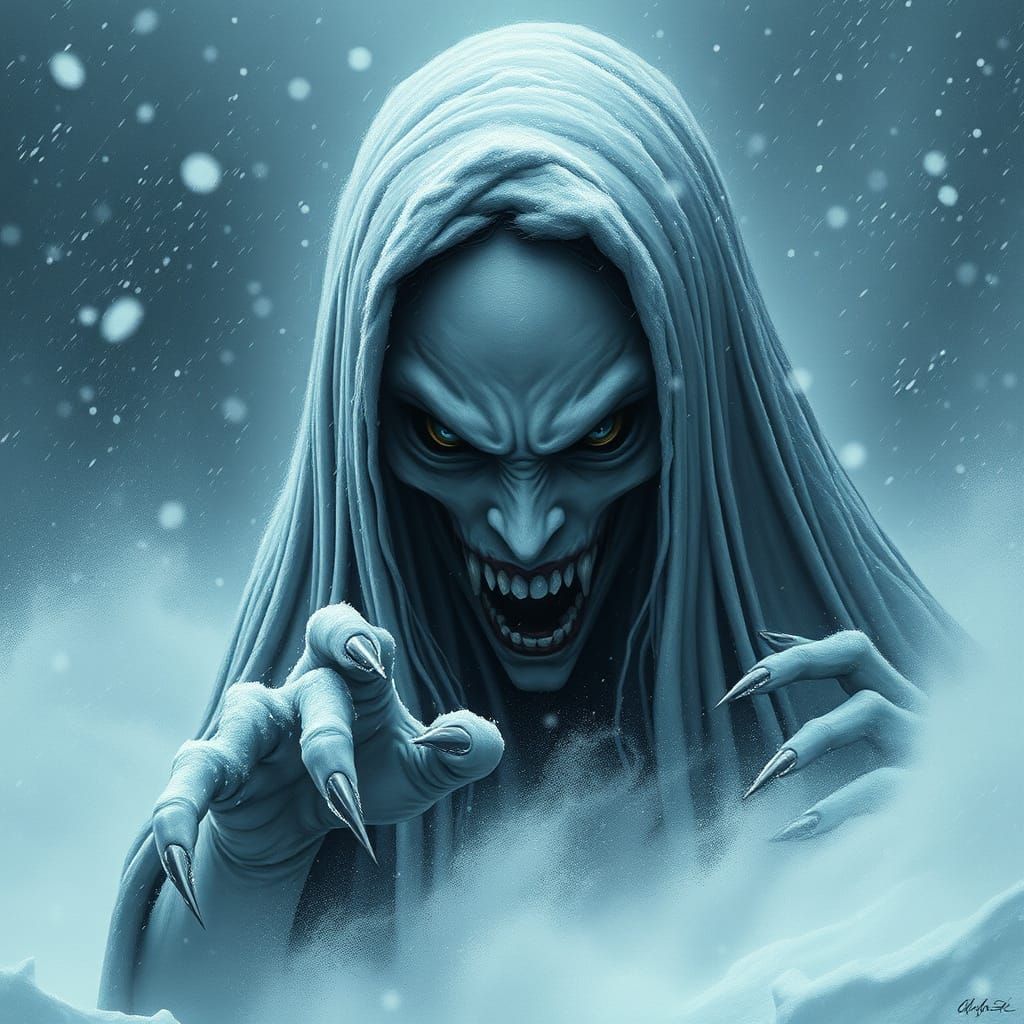 Eldritch Abomination Emerges from Snowstorm in Japanese Folk...