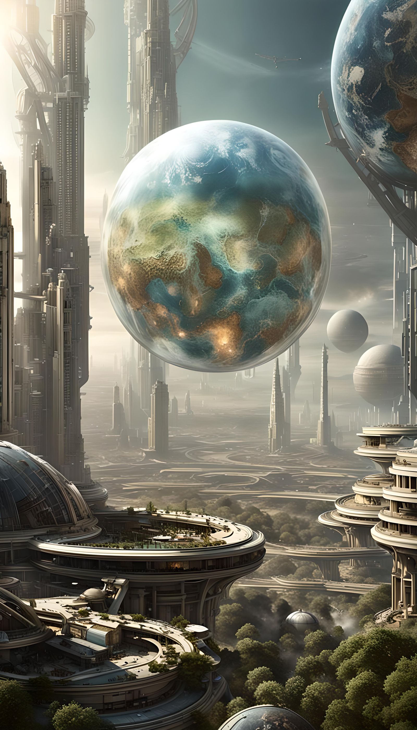 Futuristic Domed City on a Colonized Planet