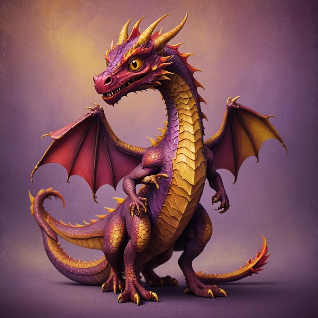 Tiny Red Dragon Portrait in Whimsical Style