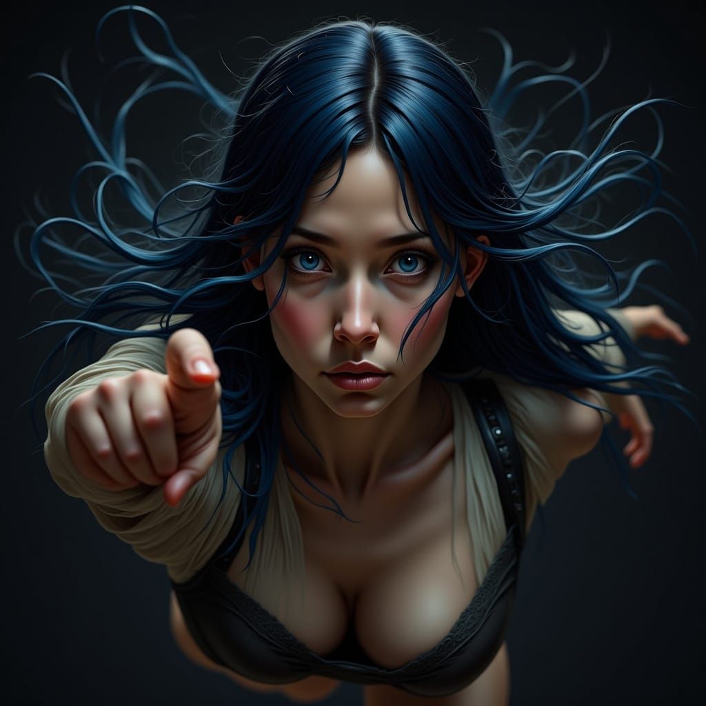 Hyperrealistic Portrait of Athletic Woman in Action Pose