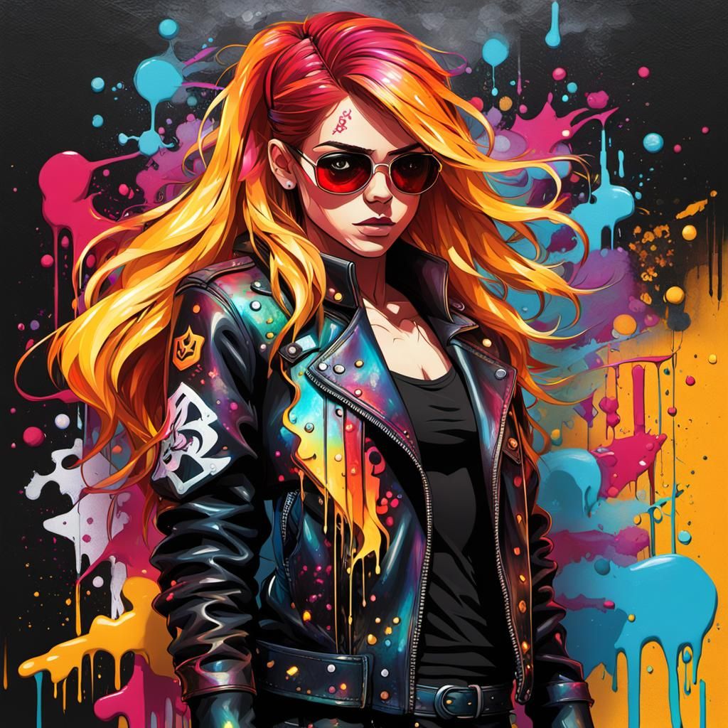 Sunset Shimmer in Cyberpunk Graffiti Art