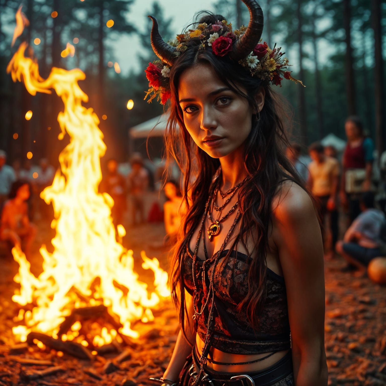 Cute Gypsy Demon Dances in Golden Light