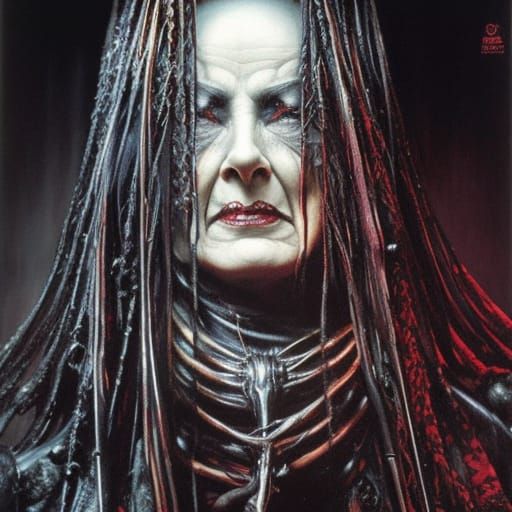 Menacing Witch Portrait in Dark Fantasy Art Style