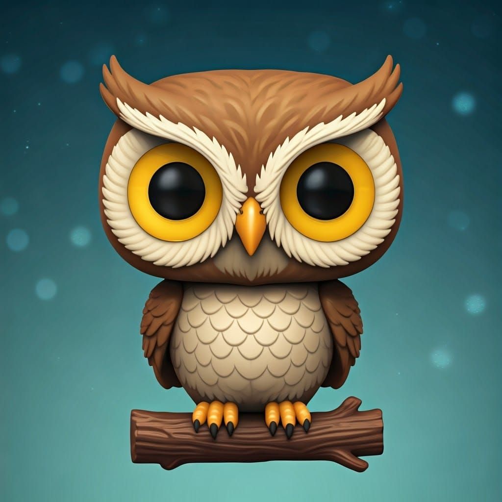 Whimsical Owl Vinyl Figure in Starry Night Sky