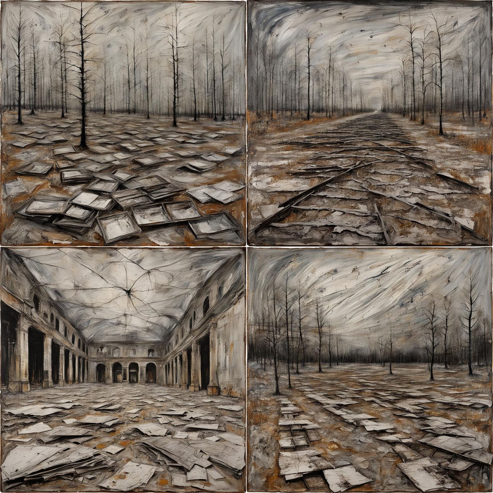 Abstract Mixed Media Art in Style of Kiefer