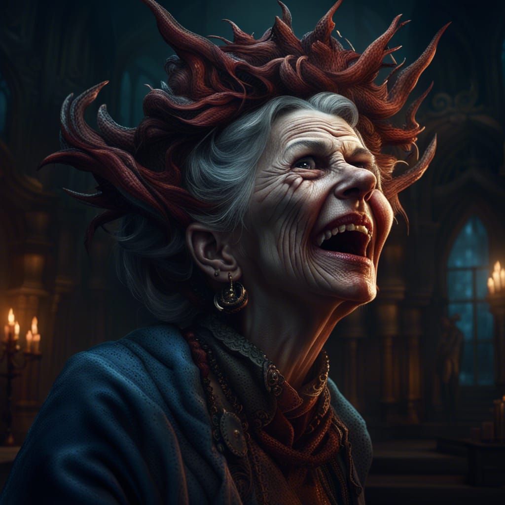 Nightmarish Teacher with Fangs: Fantasy Concept Art