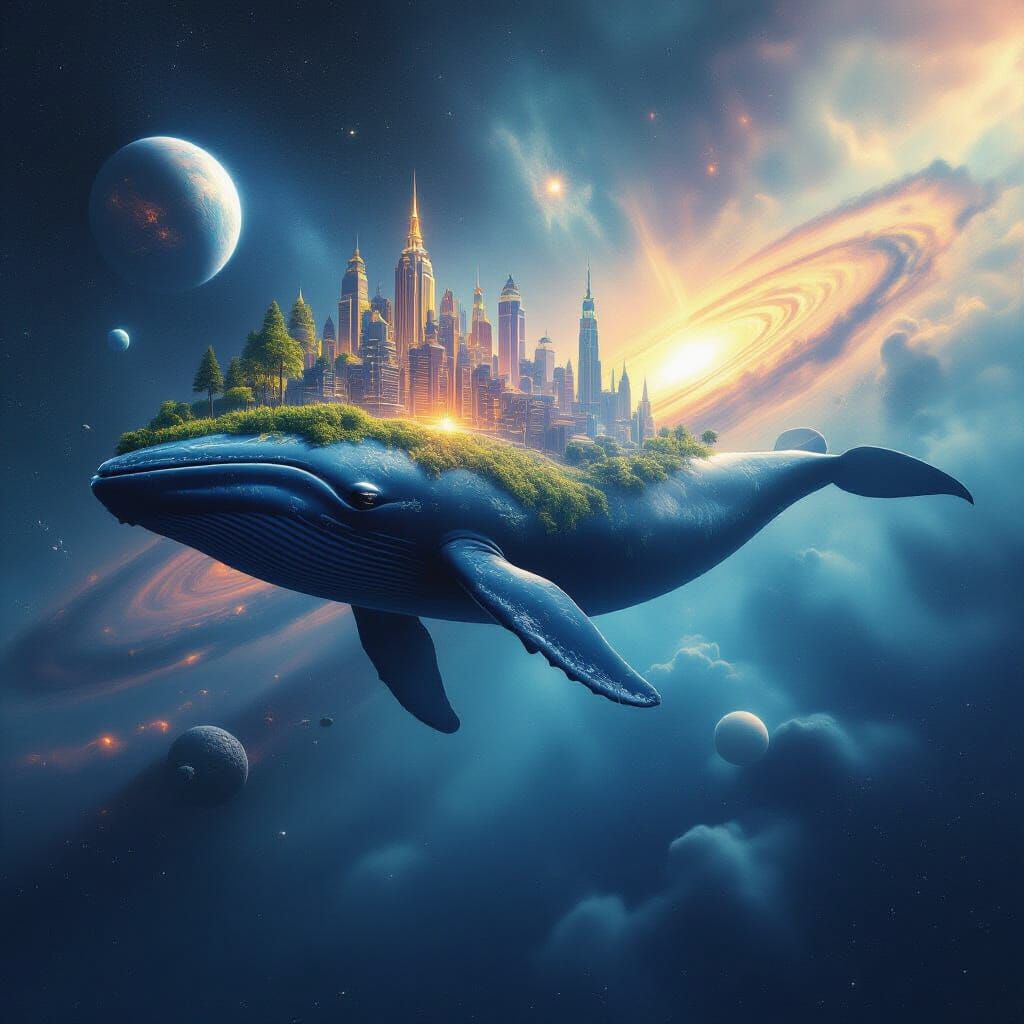 Majestic Whale Carries World Through Space