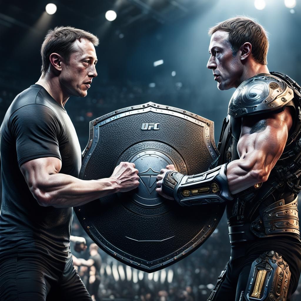 MMA Fight with Futuristic Shields: Digital Art