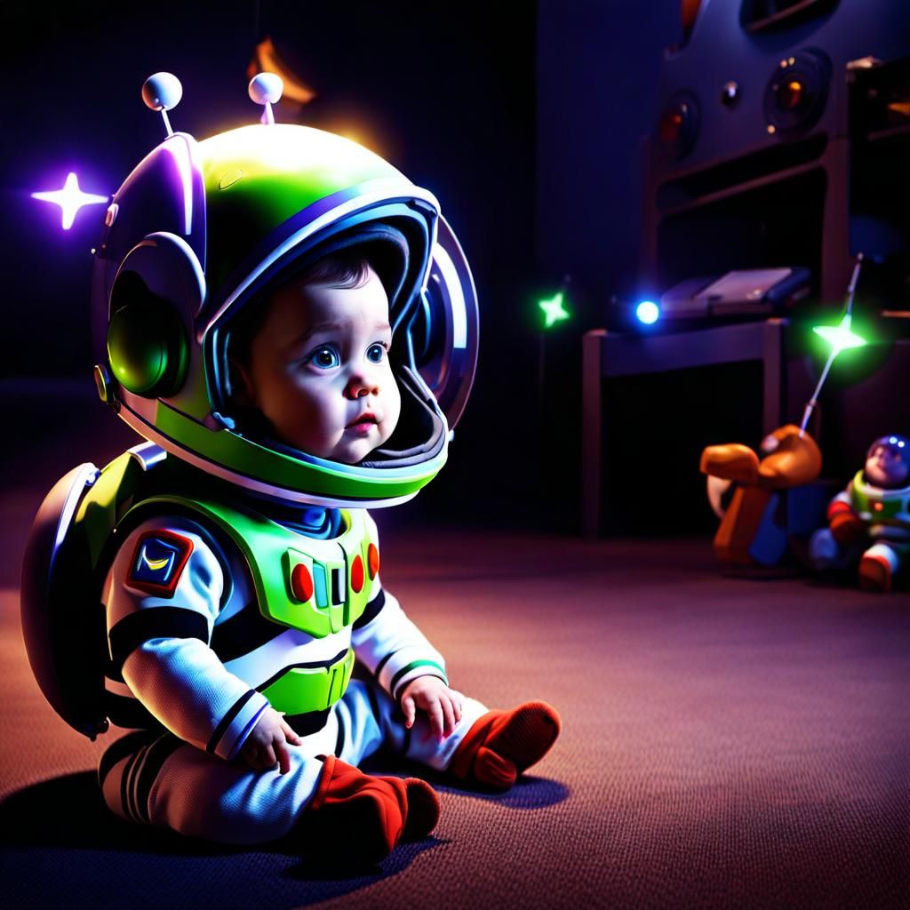 Toddler's Wonder: Buzz Lightyear Helmet in Hyperreal Detail