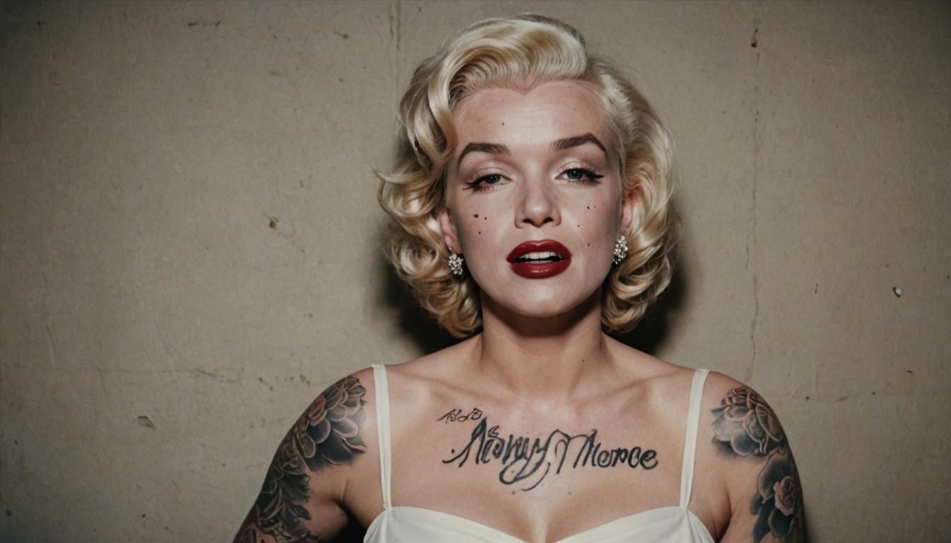 Tattooed Marilyn Monroe: Cinematic Film Still