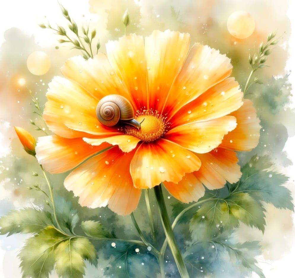 Cozy Morning Watercolour of a Delicate Marigold