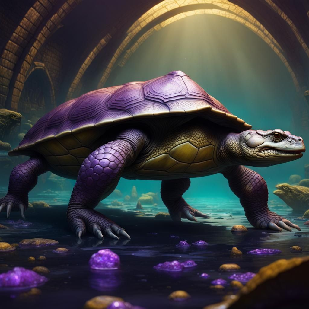 Turtle Crocodile Hybrid in Dark Fantasy Style