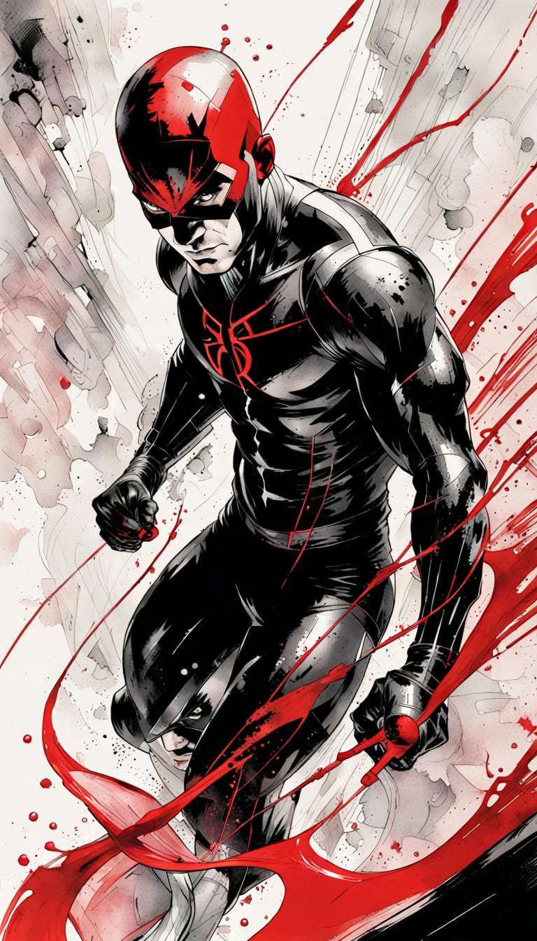 Daredevil Splash Art in Black, White, and Red