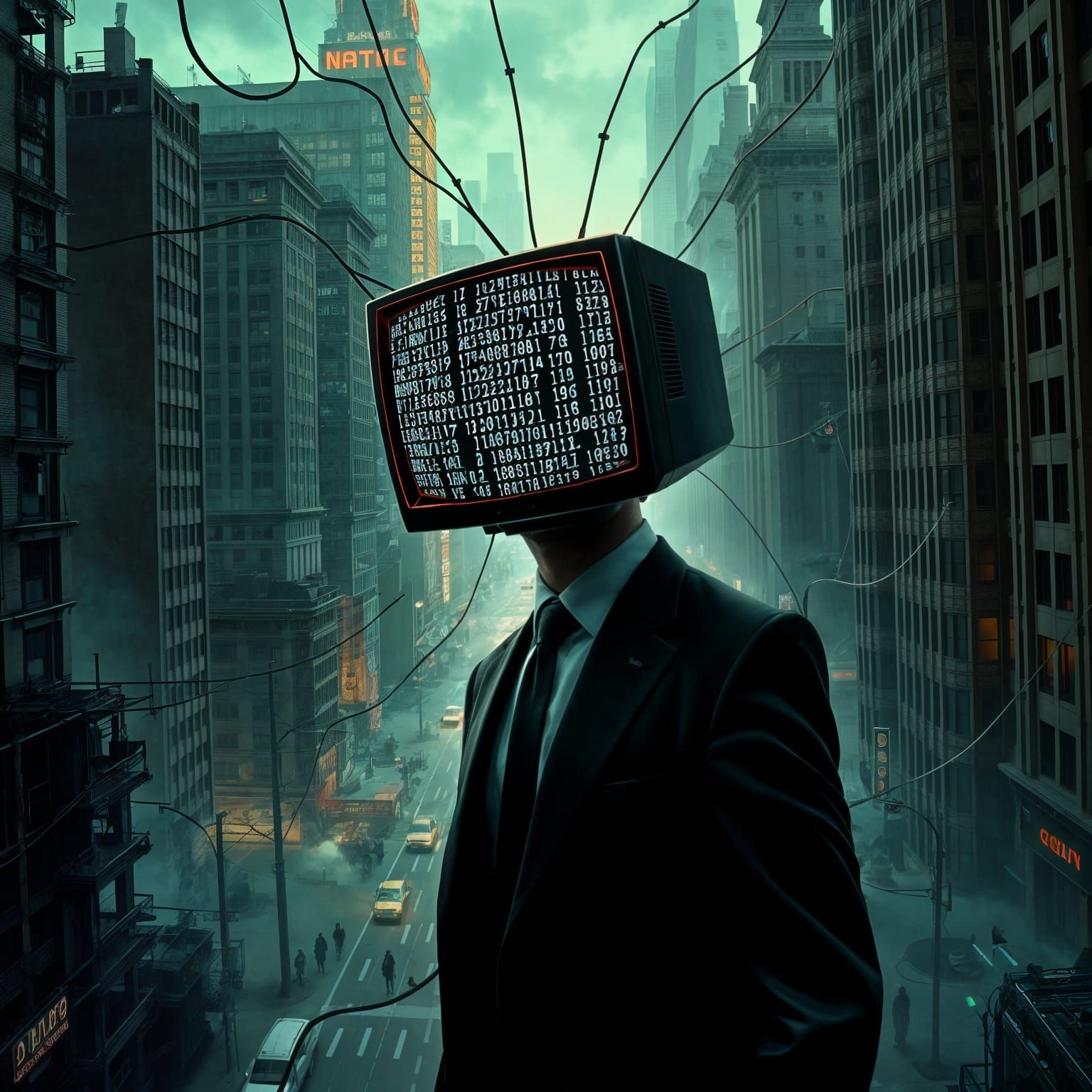 Futuristic TV Head Enters the Matrix