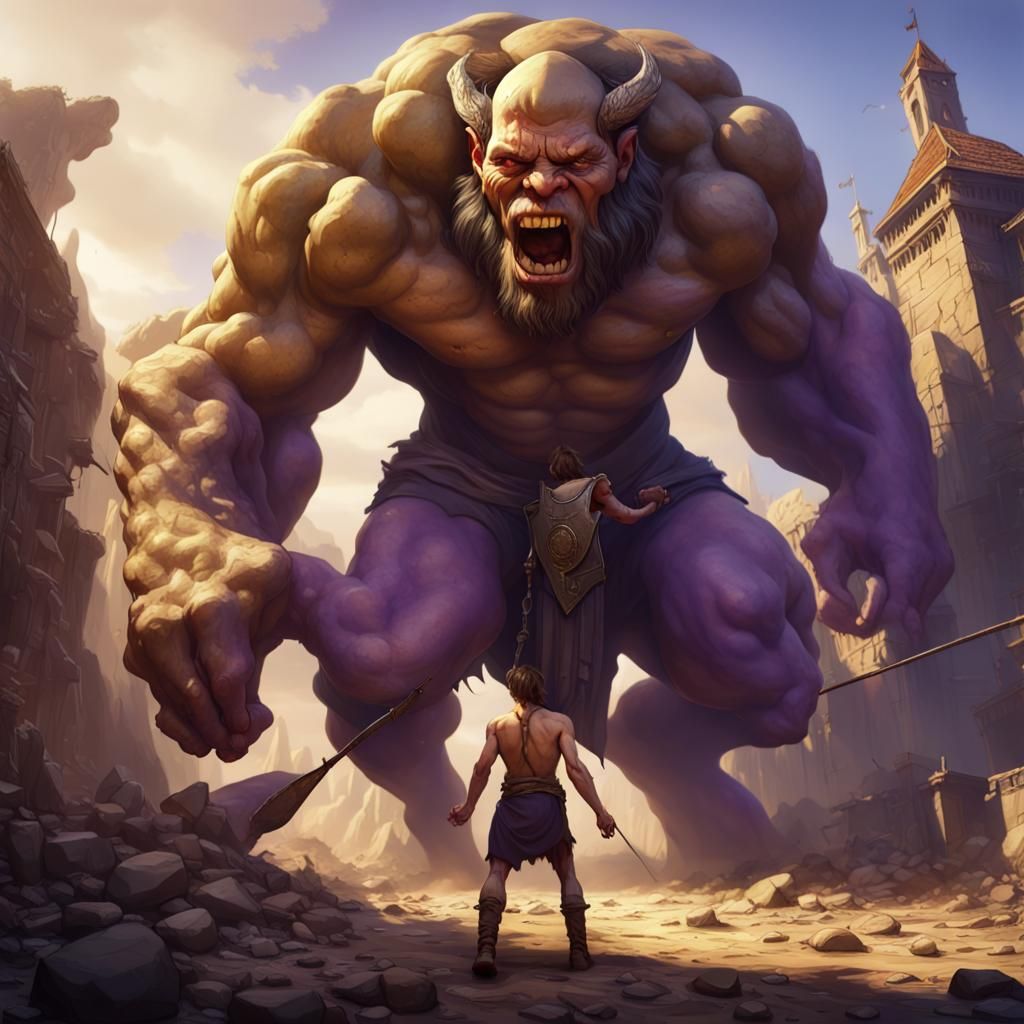 David and Goliath: Dark Fantasy Masterpiece