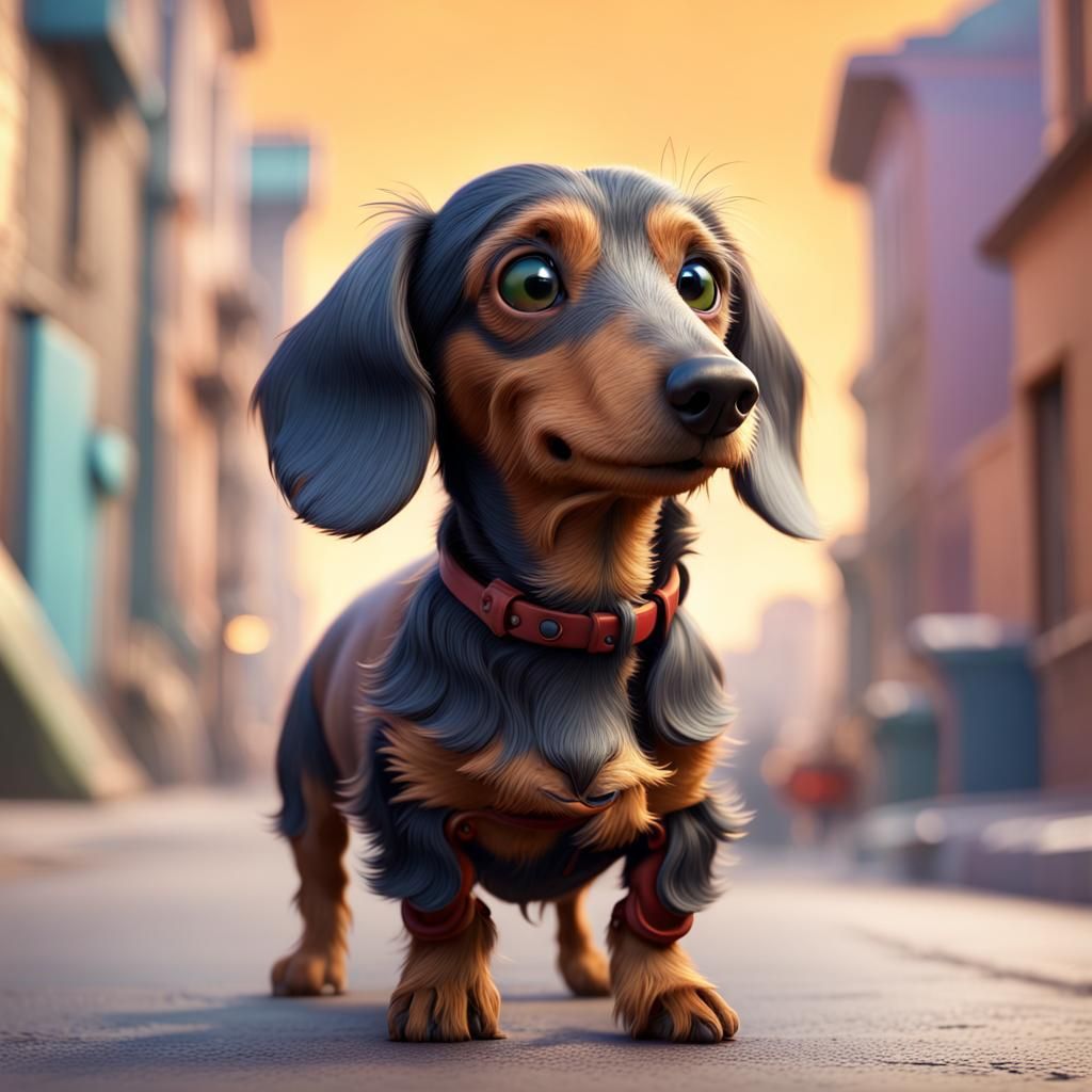 Wire-Haired Dachshund as 3D Pixar-Style Art