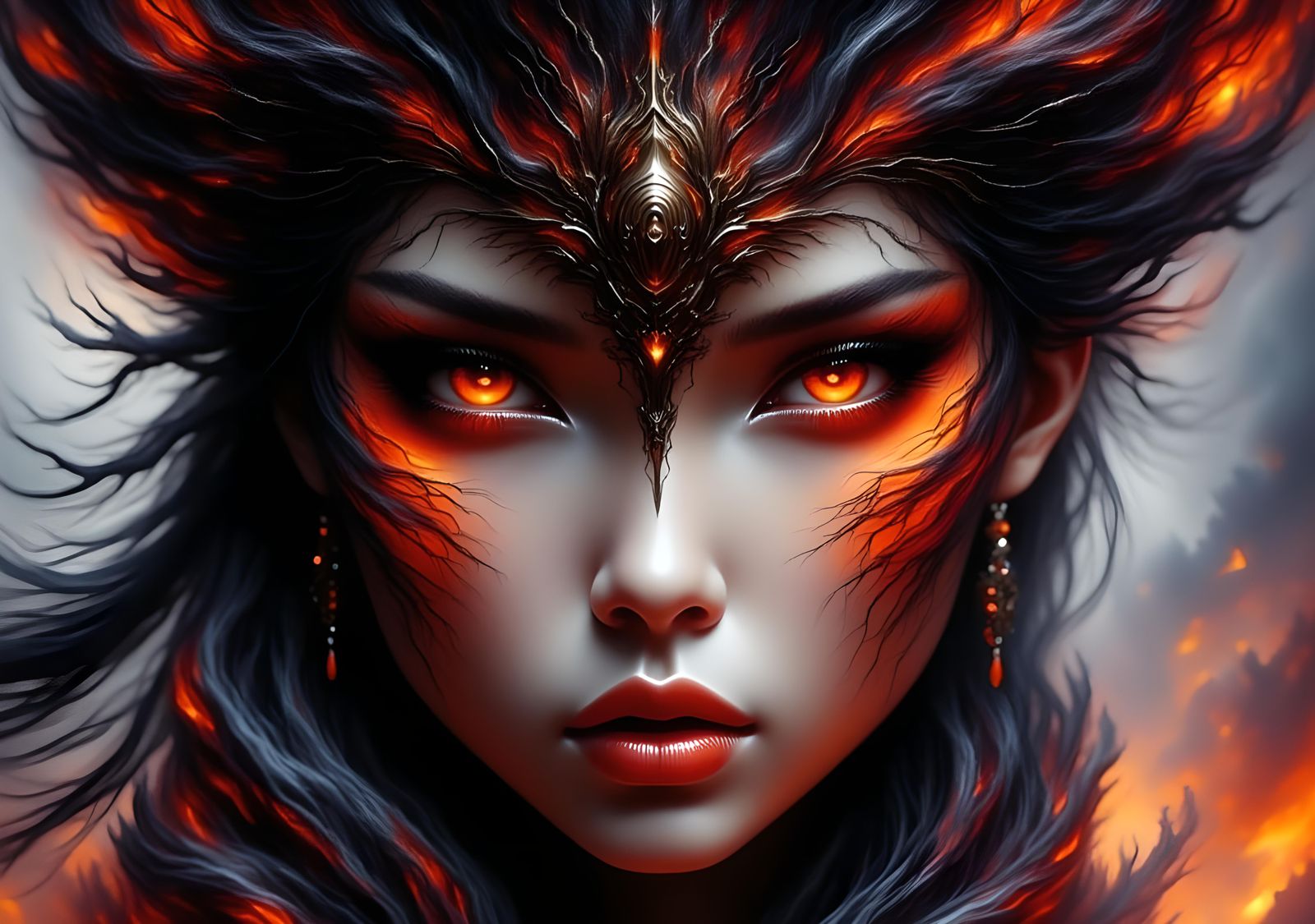 Tattooed Geisha Ultrawarrior Queen with Glowing Energy