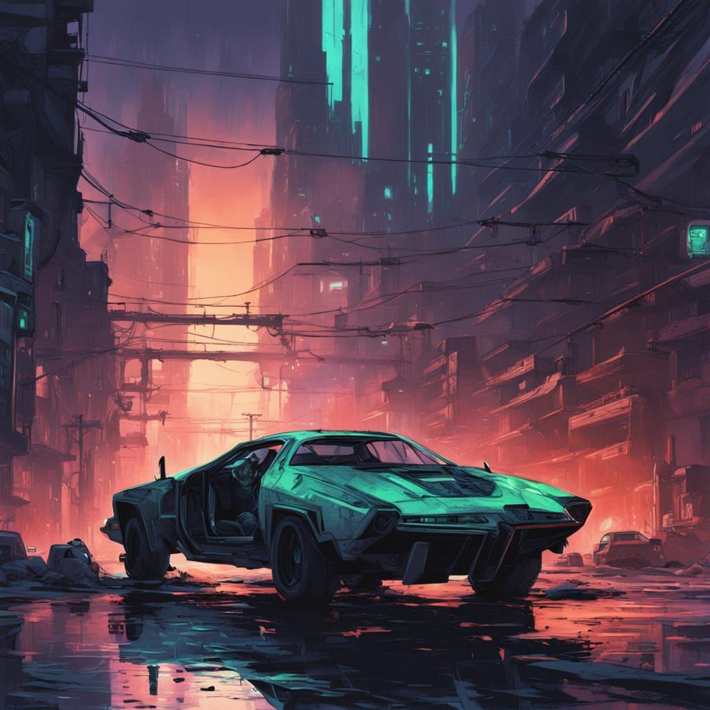 Cosmic Buck in a Dystopian Cityscape