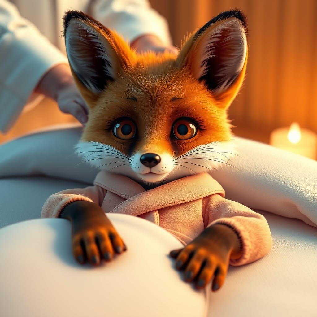 Red Fox Relaxation: 3D Rendered Spa Scene