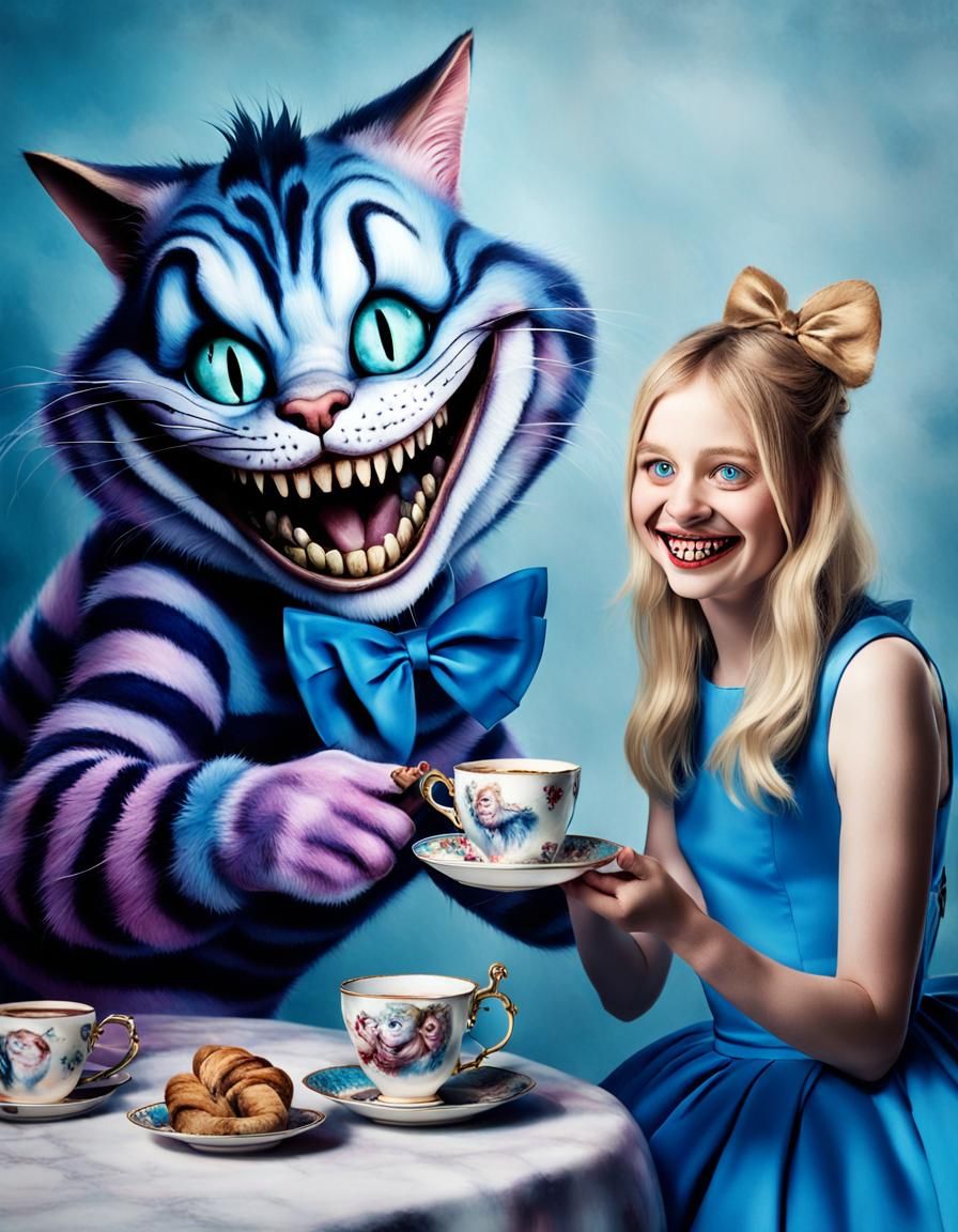 Cheshire Cat and Alice in Wonderland: A Dark Fantasy