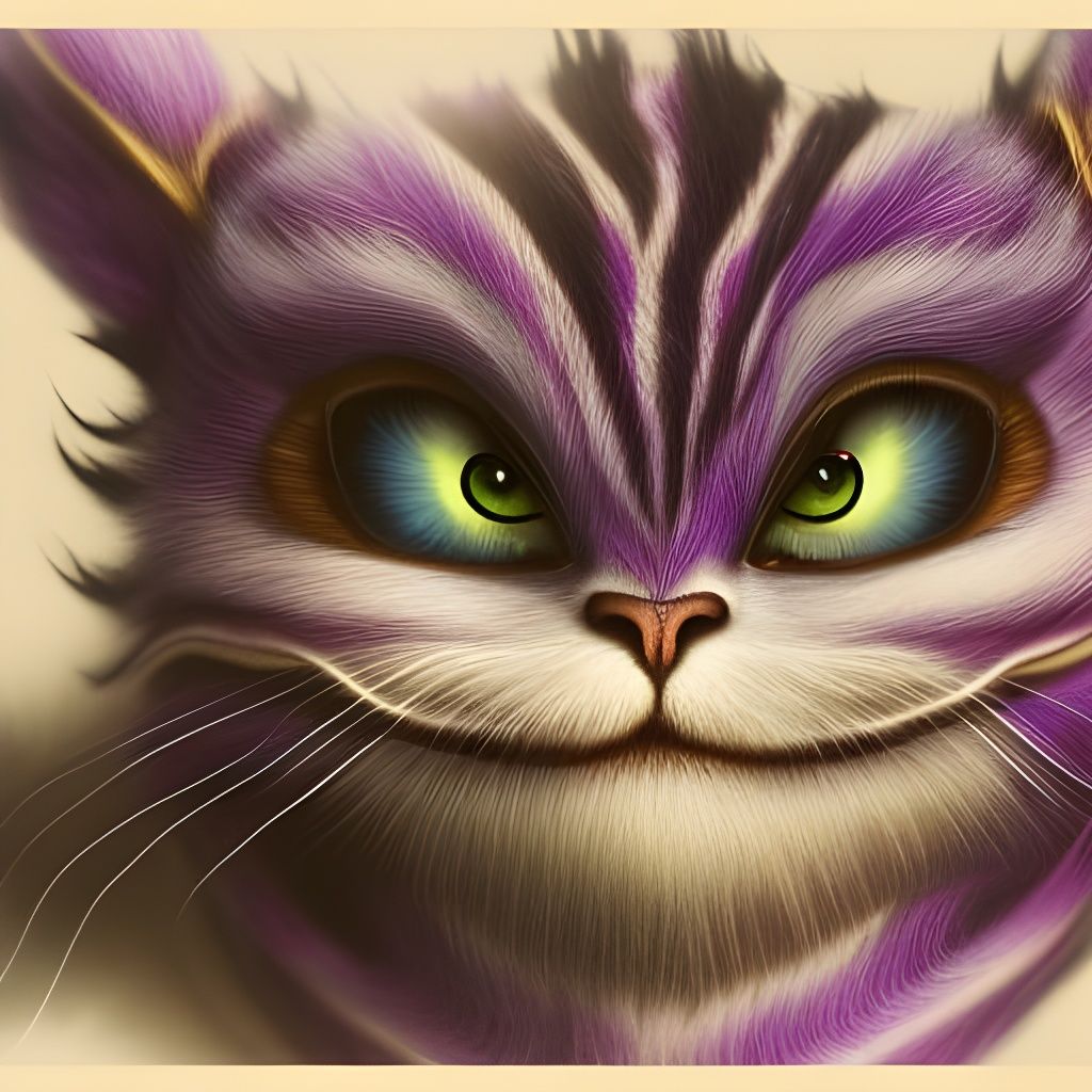 Intricate Cheshire Cat Digital Matte Painting
