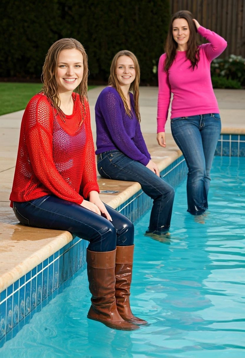 Friends Enjoying a Spring Evening Pool Party