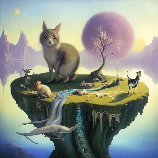 Utopian Dreamscape in Surrealist Painting Style