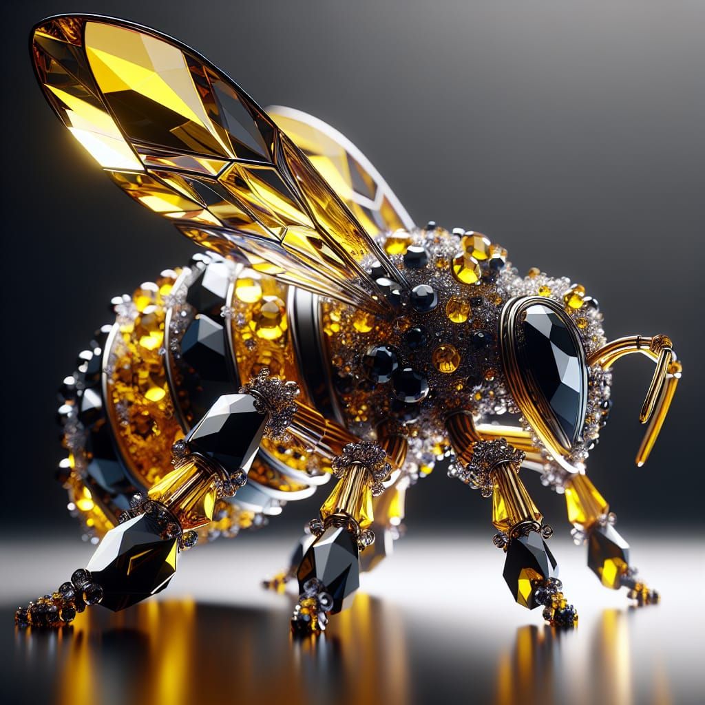 Spectacular Crystal Bee in 3D Render