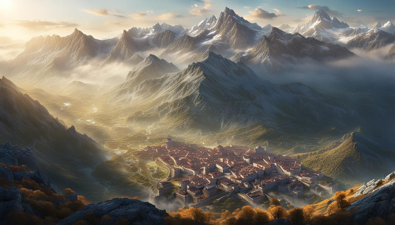 Greek Gods on Mountain Top at Sunrise