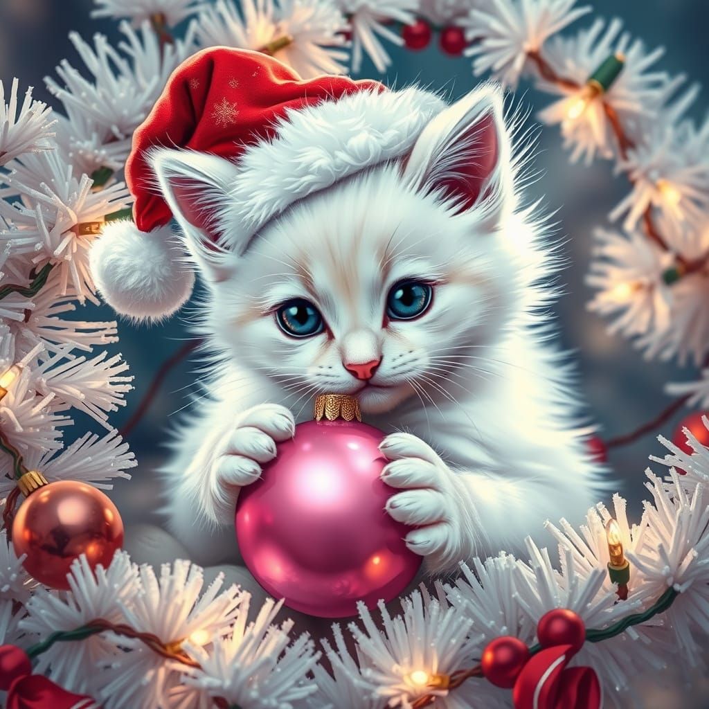 Kitten's Christmas: Hyper-Realistic Comic Book Style