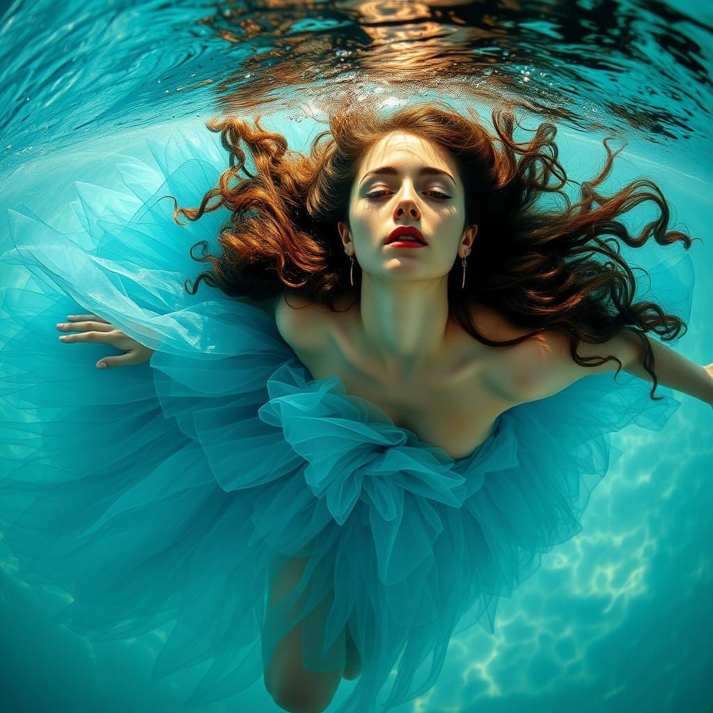 Underwater Goddess in Turquoise Tulle