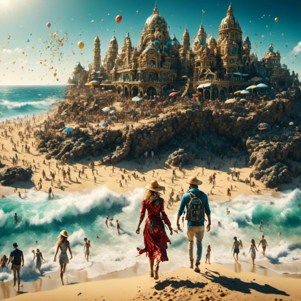 Bondi Beach Walk: Hyperrealistic Digital Matte Painting