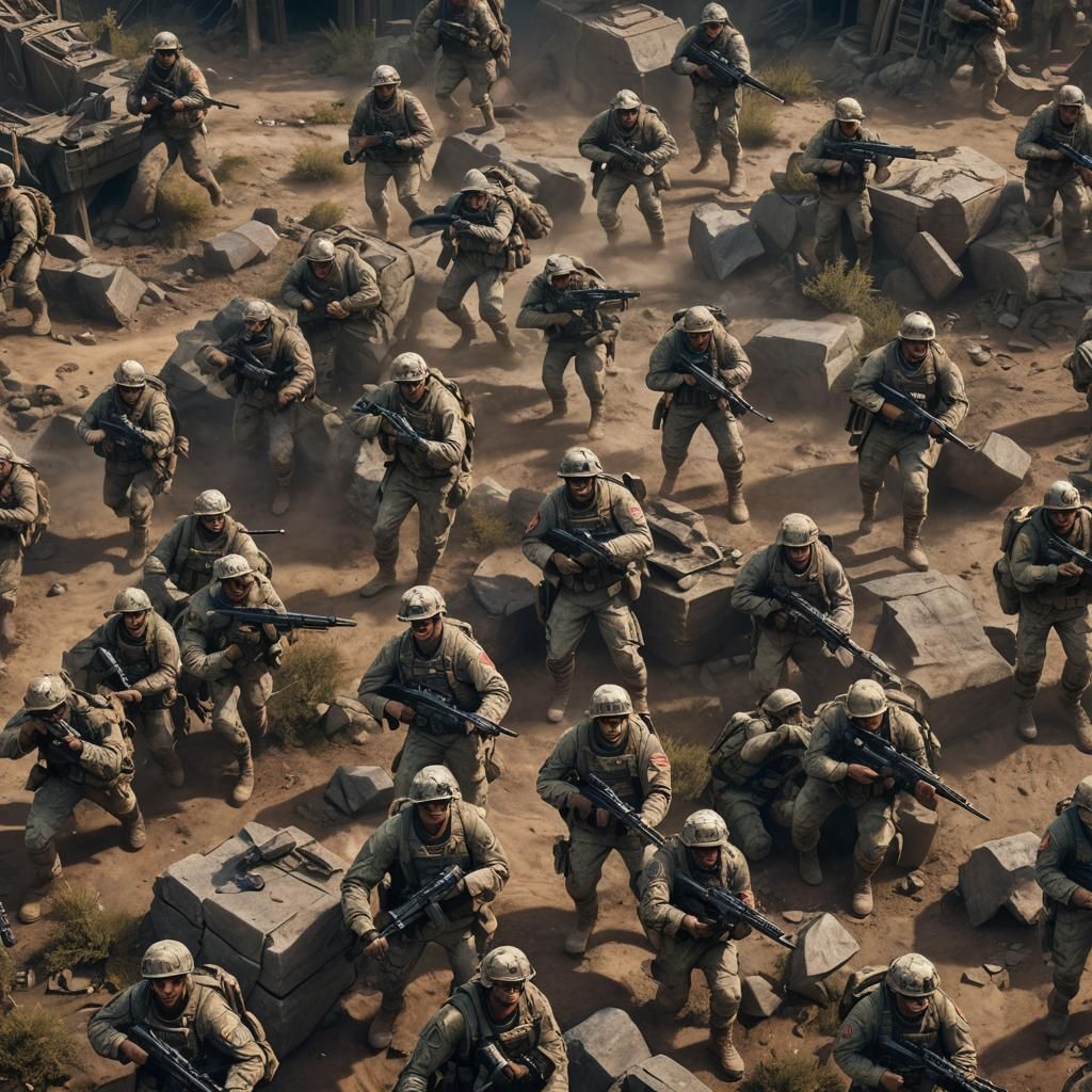 USA Soldiers in War: Detailed Matte Painting