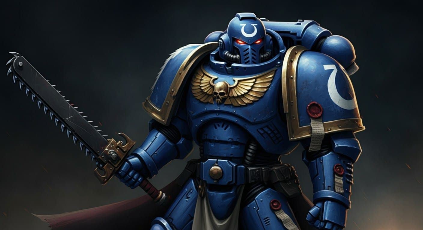 Warhammer 40k Ultramarine with Chainsword