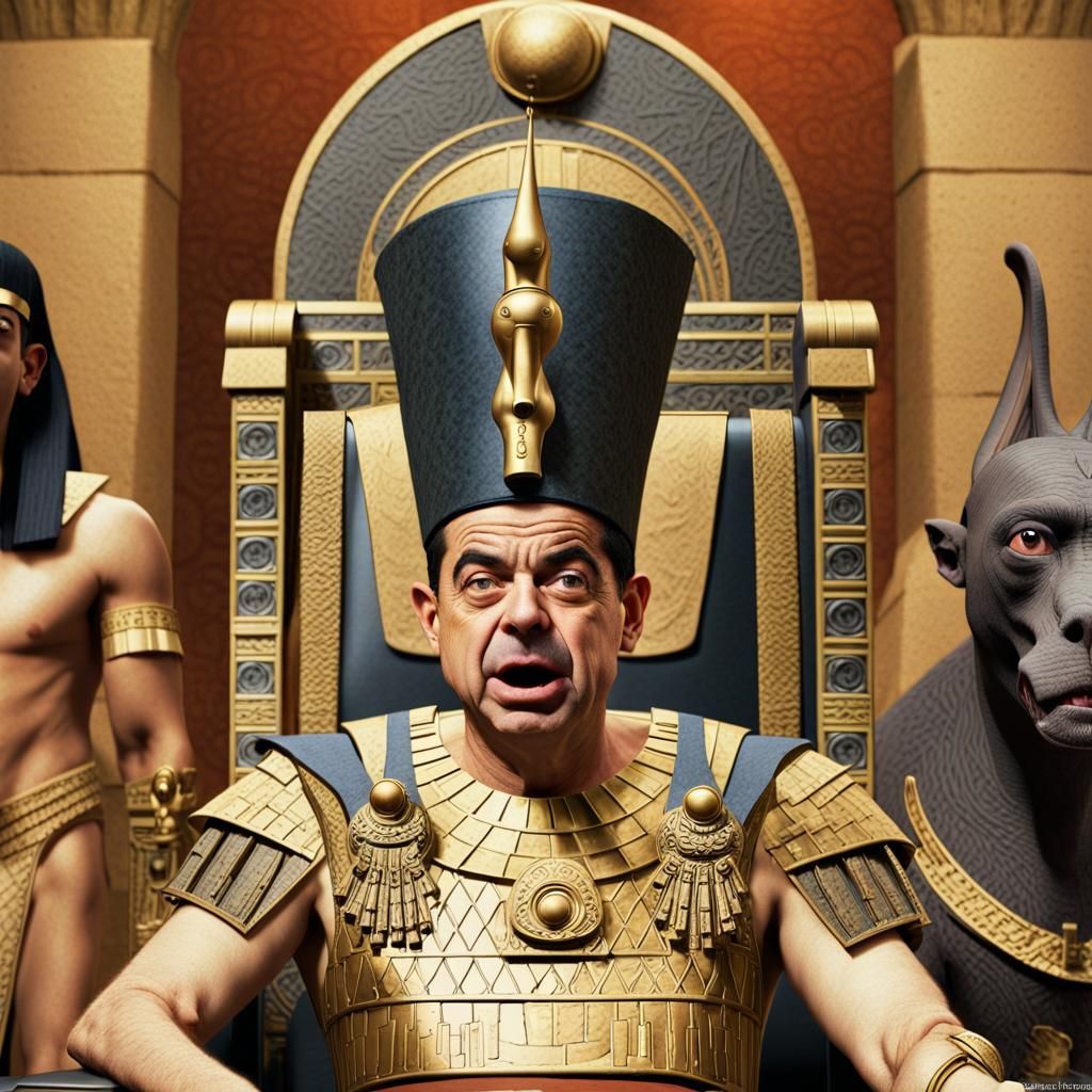 Mr. Bean as Pharaoh in Hyperrealistic Art