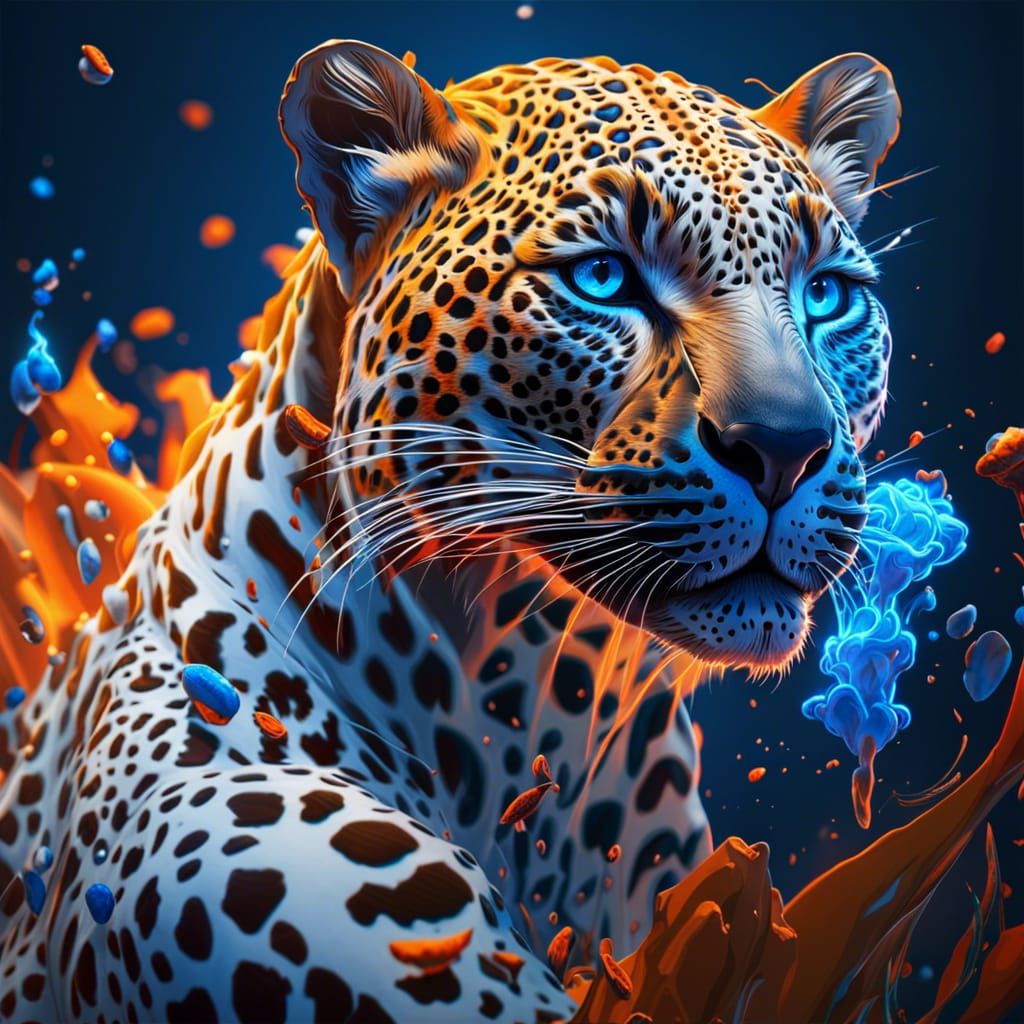 Leopard Stalking in Explosive Fantasy Art